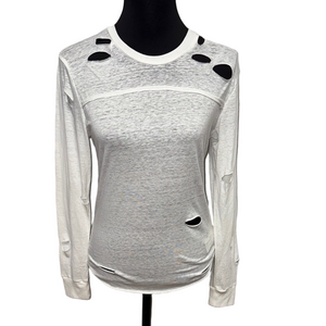 BDG Urban Outfitters Distressed Long Sleeve Tee White Size L